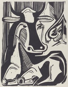 The Large Cow Lying Down (Grosse Liegende Kuh), 1929. Creator: Ernst Kirchner.
