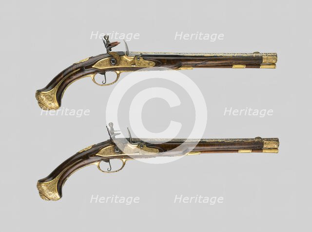Pair of Flintlock Holster Pistols, Liège, c. 1700/10. Creator: Unknown.