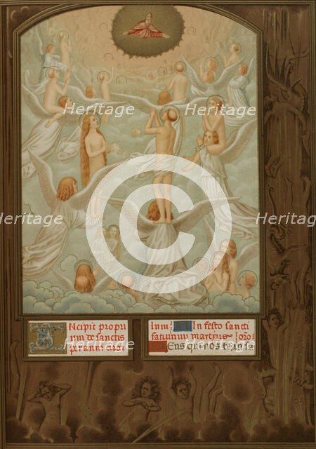 Angels present to God the souls of the newly elected, After...The Grimani Breviary, 1515-1520, 1877. Creator: Unknown.