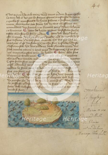 Island (Isle); Livre des merveilles du monde (Book of the Marvels of the World), about 1460-1465. Creator: Master of the Geneva Boccaccio.