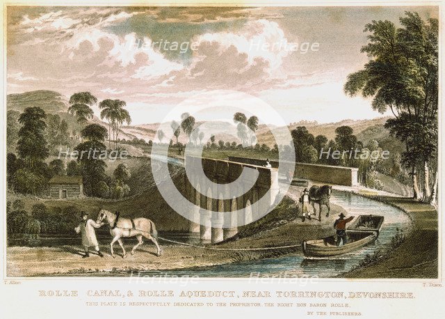 Rolle Canal and Aqueduct, near Torrington, Devon, 1829. Artist: T Dixon
