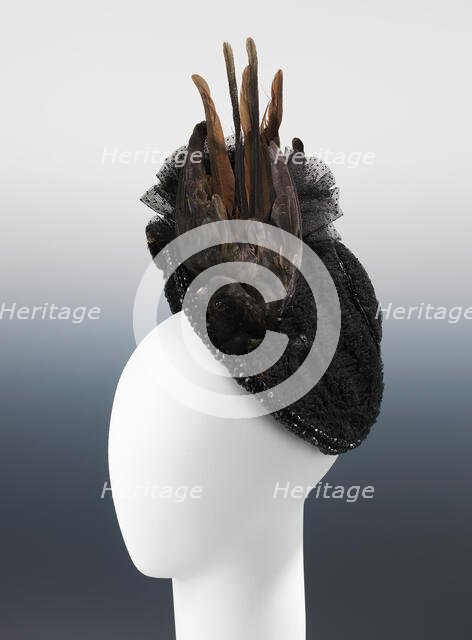 Evening bonnet, probably French, ca. 1880. Creator: Unknown.