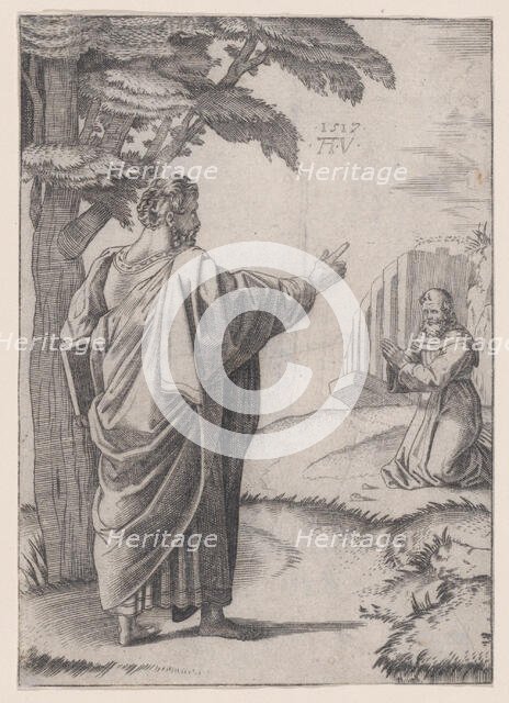 Saint Paul and the Franciscan Friar, dated 1517. Creator: Agostino Veneziano.