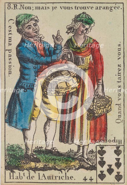 Hab.t de l'Autriche from Playing Cards (for Quartets) 'Costumes des Peuples Étrangers..., 1700-1799. Creator: Anon.