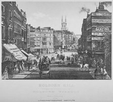 Holborn Hill and Skinner Street before Holborn Viaduct was built, City of London, 1864. Artist: Litho-Photographic Institute