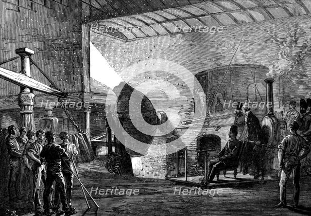The Shah at the Crewe Locomotive-Engine Factory: the Bessemer Process, 1873. Creator: Unknown.