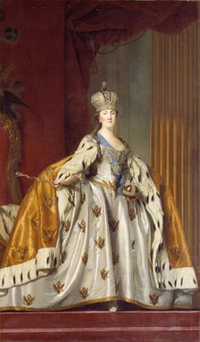 Portrait of Empress Catherine II (1729-1796) in Her Coronation Robes, 1766. Creator: Erichsen (Eriksen), Vigilius (1722-1782).