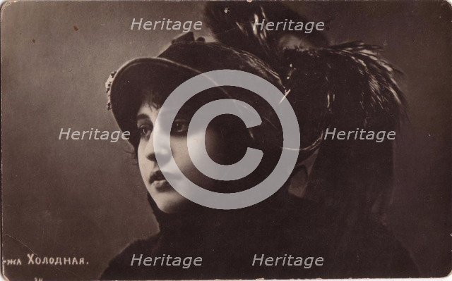 Vera Kholodnaya, Russian silent film actress, 1910s.  Artist: Sakharov & Orlov