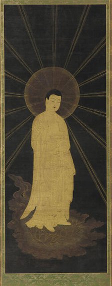 Amitabha (Amida) welcoming souls to paradise, Muromachi period, 14th-15th century. Creator: Unknown.