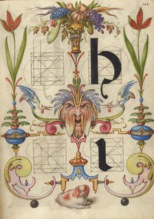 Guide for Constructing the Letters h and i; Mira calligraphiae monumenta, about 1591-1596. Creator: Joris Hoefnagel.