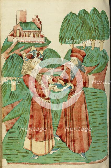 King Avenir Receives Advice from Theodas; Barlaam und Josaphat, 1469. Creators: Hans Schilling, Diebolt Lauber.