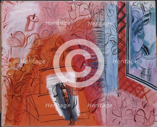 Still Life with a Violin. Homage to Bach, 1952. Creator: Dufy, Raoul (1877-1953).