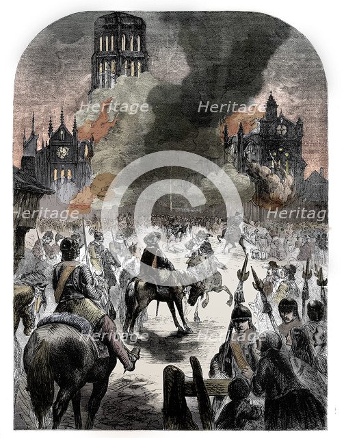 The burning of St Paul's Cathedral during the Great Fire of London, c1902. Artist: Unknown.