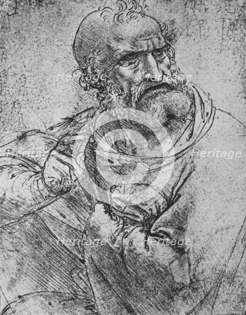 'Half-Length of an Apostle with his Right Hand Raised', c1480 (1945). Artist: Leonardo da Vinci.