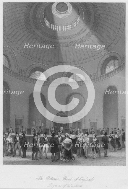 'The Rotunda, Bank of England - Payment of Dividends', c1841. Artist: John Shury.