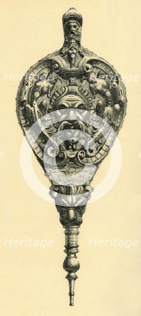 Carved walnut wood bellows, 1550-1600, (1881).  Creator: D Jones.