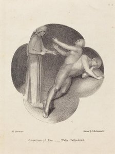 Creation of Eve, from Wells Cathedral, published 1829. Creator: Maria Denman.