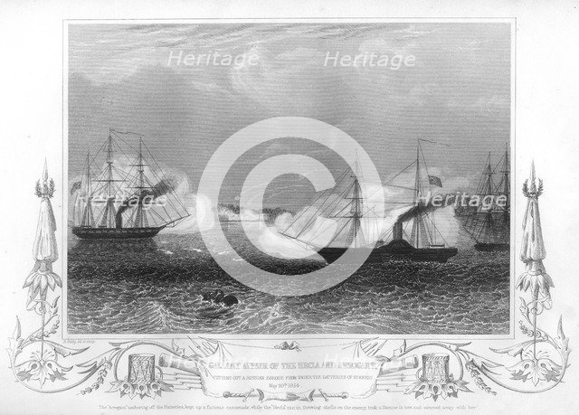 The gallant affair of the 'Hecla' and 'Arrogant', 1854 (1857).Artist: H Bibby