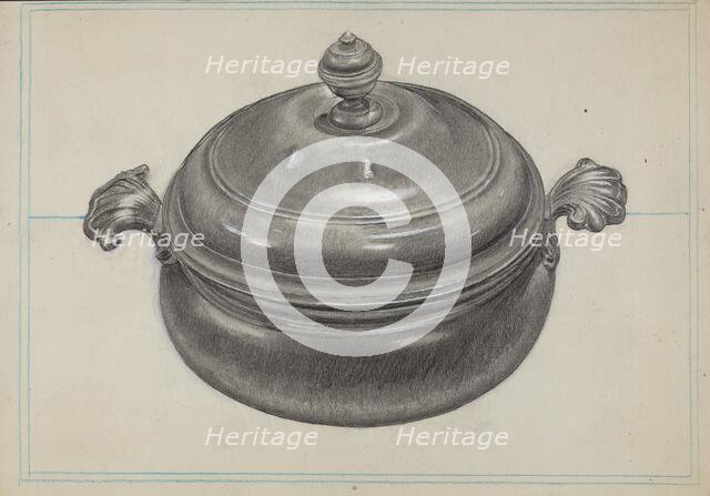 Pewter Soup Tureen, c. 1936. Creator: James O'Mara.