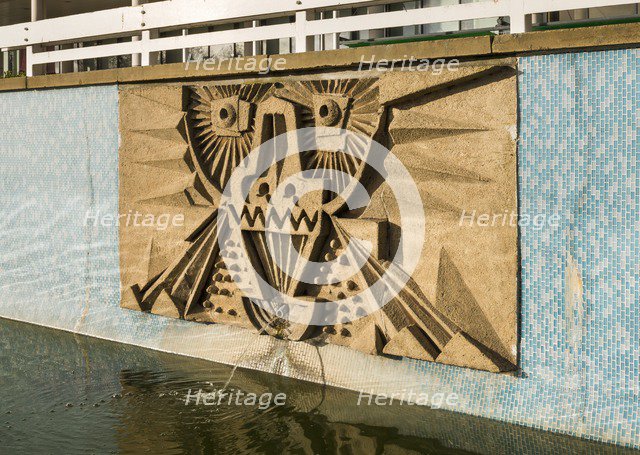 Relief/mosaic by William Mitchell, the Water Gardens, Harlow, Essex, 2015.  Artist: Steven Baker.