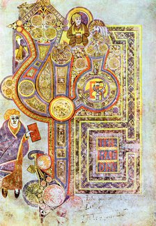 Opening words of St Matthew's Gospel Liber Generationes, from The Book of Kells, c800. Artist: Unknown
