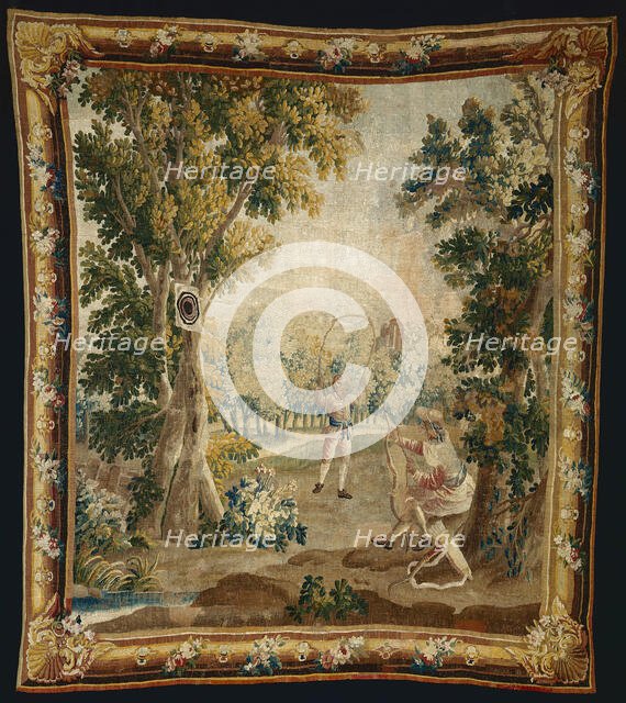 Archery from Amusements Champêtres (Country Sports), Aubusson, 1770/90. Creator: Manufacture royale d'Aubusson.