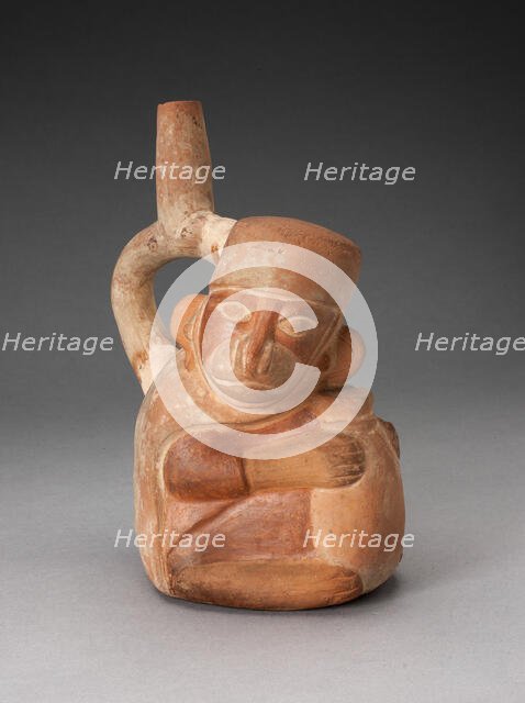 Handle Spout Vessel in Form of a Monkey Holding a Jar, 100 B.C./A.D. 500. Creator: Unknown.