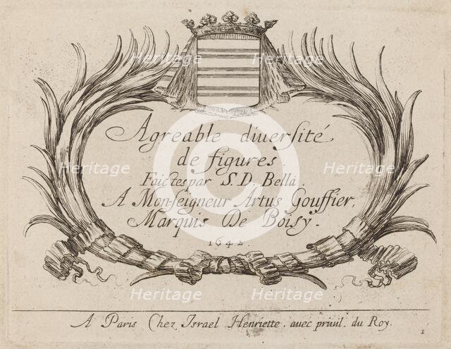 Title Page for "Agreable diversite de figures", 1642. Creator: Stefano della Bella.
