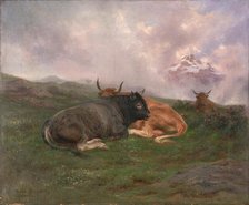 Cattle at Rest on a Hillside in the Alps, 1885. Creator: Rosa Bonheur.