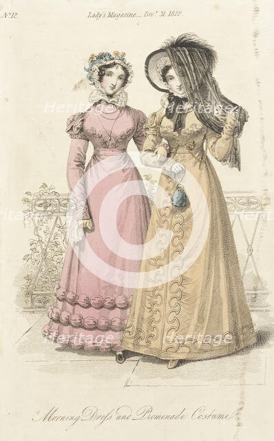 Fashion Plate (Morning Dress and Promenade Costume), 1822. Creator: John Bell.