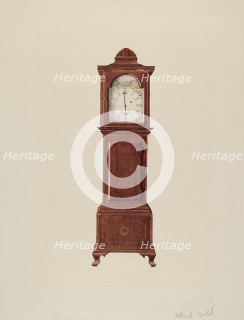 Hall Clock (Miniature), c. 1936. Creator: Albert Gold.