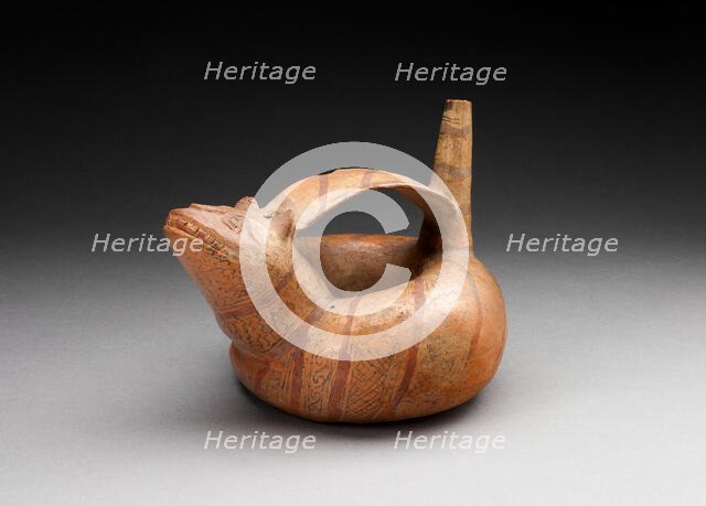 Strap-Handled Circular Jar in the Form a Composite Feline-Serpent with Diagonal..., 100 B.C./A.D. 50 Creator: Unknown.
