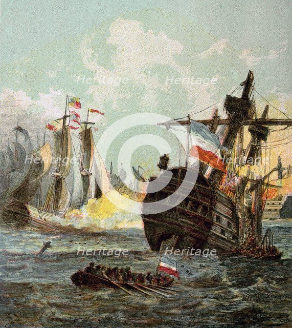 'Defeat of the Dutch Fleet', 1666 (c1850s). Artist: Unknown