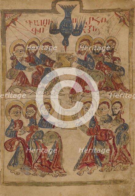 Pentecost; Gospel Book, 1386. Creator: Unknown.