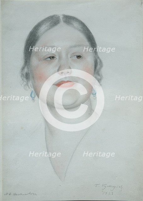 Portrait of Maria Dmitrievna Shostakovich, 1923. Artist: Kustodiev, Boris Michaylovich (1878-1927)