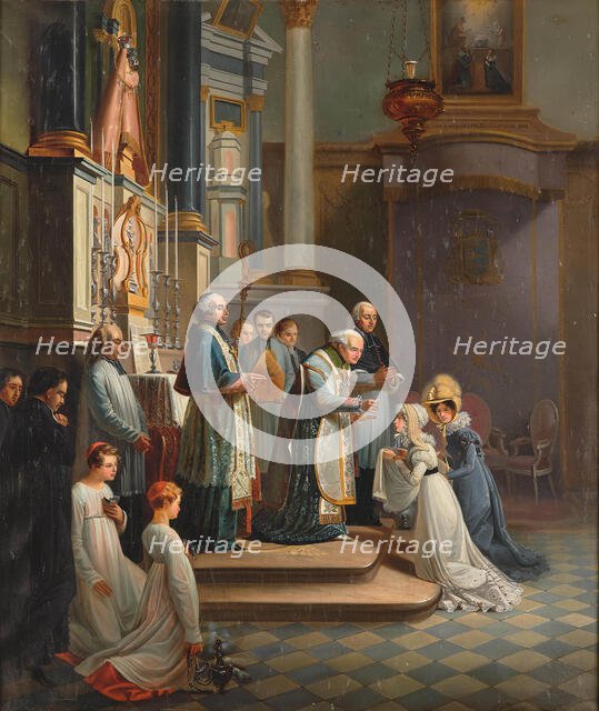Visit of the Duchess of Berry to the Church of Notre Dame de Liesse in April 1819. Creator: Pingret, Édouard-Henri-Théophile (1788-1875).