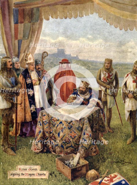 'King John signing the Magna Charta', 1925.  Creator: Howard Davie.