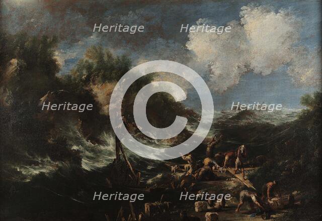 Storm with friars and stevedores, before 1700. Creator: Magnasco, Alessandro (1667-1749).
