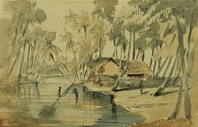 Palm grove in Ceylon (Sri Lanka), 1858. Creator: Joseph Selleny.