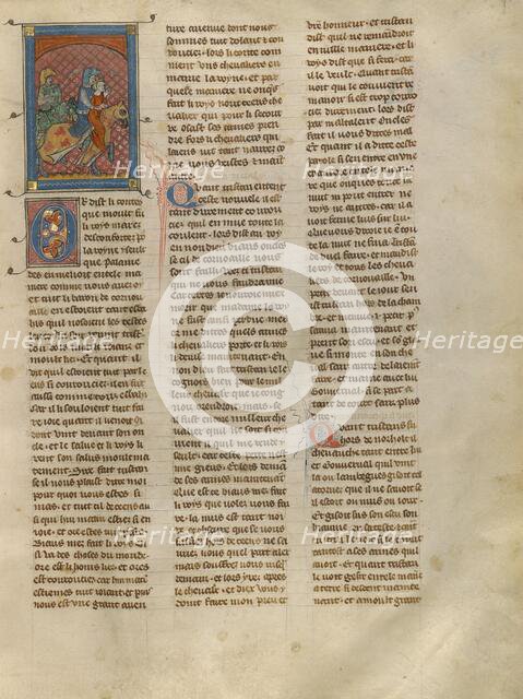 Tristan and Governal Rescuing Iseult, about 1320-1340. Creator: Unknown.