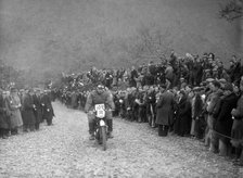 347 cc AJS of RW Cassam competing in the MCC Lands End Trial, Beggars Roost, Devon, 1936. Artist: Bill Brunell.