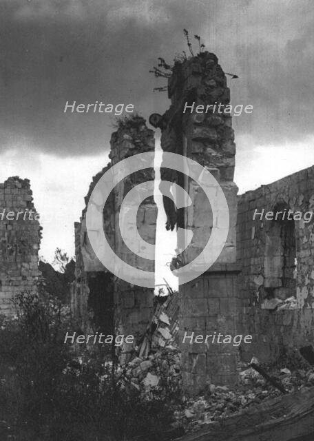 'La Picardie Mutilee; La Christ aux ruines, La nef, envahie deja par les plantes..., 1916 (1924) Creator: Unknown.