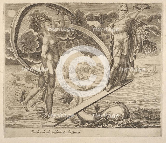 Fortune Using Man as a Plaything from Six Sayings about Fortune, ca. 1560. Creator: Dirck Volkertsen Coornhert.