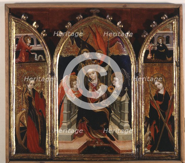  'Triptych of the Virgin Mary', tempera on panel, c. 1400 to 1430. In the central panel the Virgi…