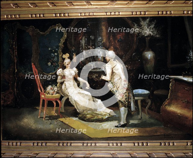 Damsel and a fop', Eugenio Lucas Villaamil oil.