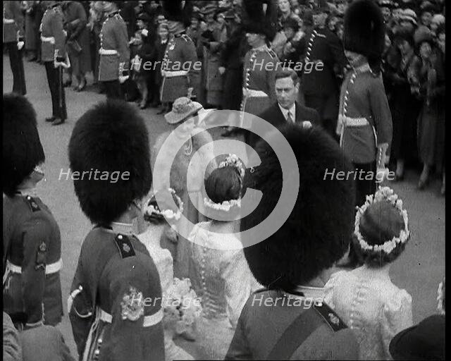 Marriage Procession of Anne Bowes-Lyon and Lieutenant-Colonel Thomas Anson With King George..., 1938 Creator: British Pathe Ltd.