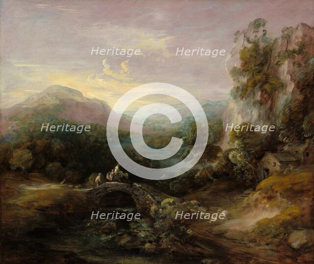 Mountain Landscape with Bridge, c. 1783/1784. Creator: Thomas Gainsborough.