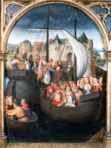 'St Ursula Shrine, Departure from Basle', 1489. Artist: Hans Memling