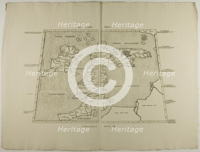 Prima Europe Tabula: Ptolemaeus Romae 1490, 1490, reprinted 1889. Creator: Unknown.