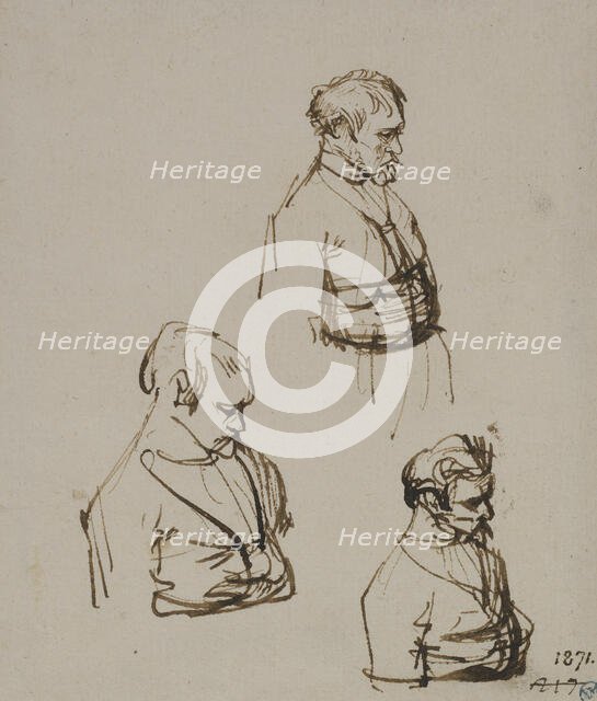 Three studies of a man seen in profile. Creator: Rembrandt Harmensz van Rijn.
